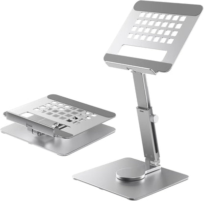 GuaziV 360° Rotating Tablet Stand - Adjustable iPad Tablet Holder for Desk, Foldable iPad Swivel Stand for Home & Office (Sleek Silver)