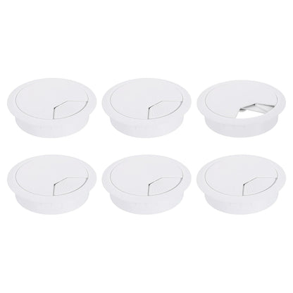 uxcell 6 Pcs 80mm (3.15 Inch) Desk Grommet, Plastic Cable Hole Cover, Wire Cord Cable Organizer for Home Office Computer Desk Cabinet, White