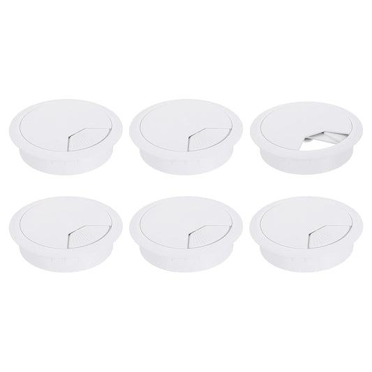 uxcell 6 Pcs 80mm (3.15 Inch) Desk Grommet, Plastic Cable Hole Cover, Wire Cord Cable Organizer for Home Office Computer Desk Cabinet, White