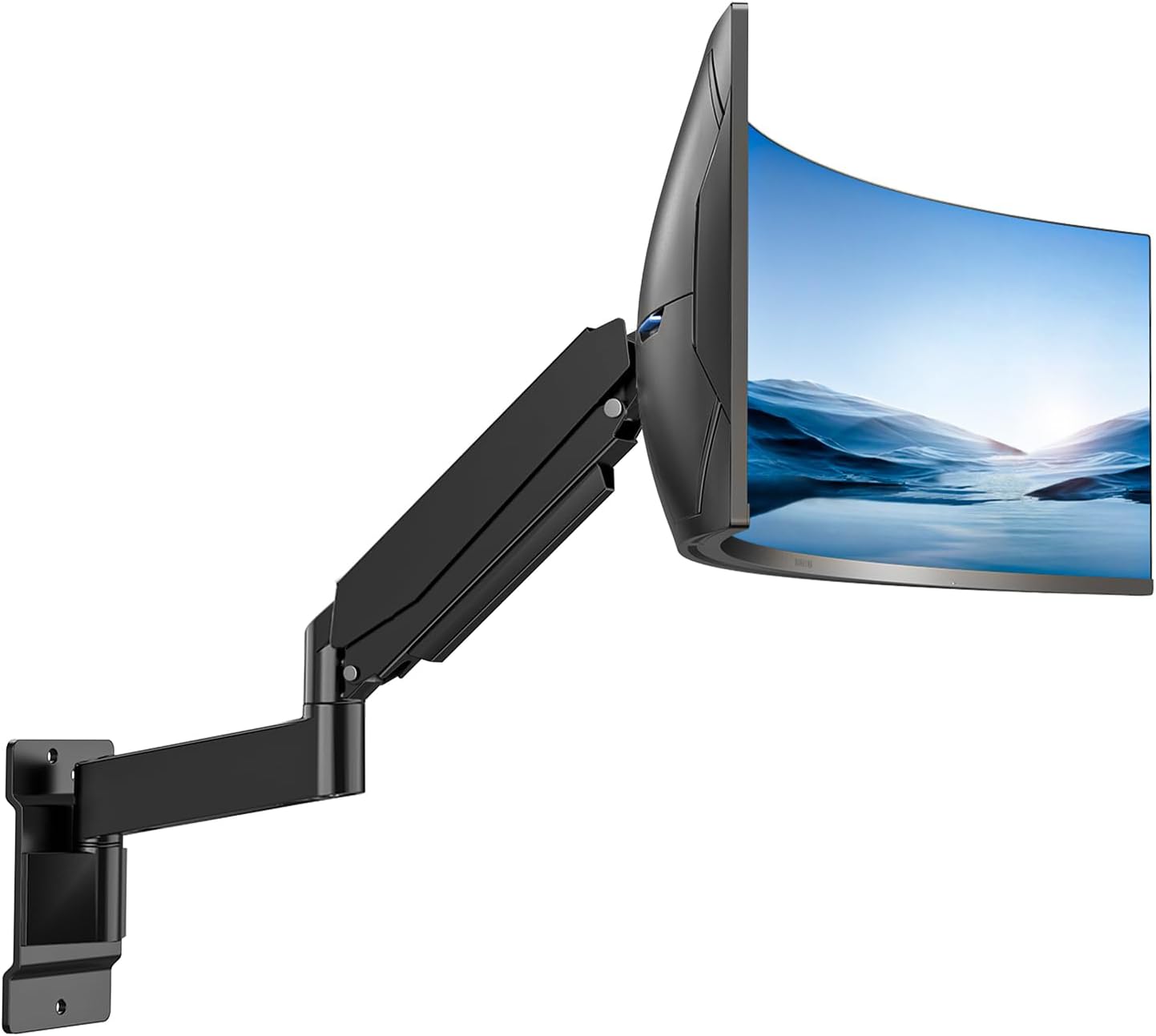 HUANUO 49 inch Ultrawide Monitor Wall Mount, Heavy Duty Screen Arm with Premium Aluminum, Supports up to 44 lbs, Gas Spring Wall Mount Monitor Arm for Height Adjustment, Tilt, Swivel, Rotate