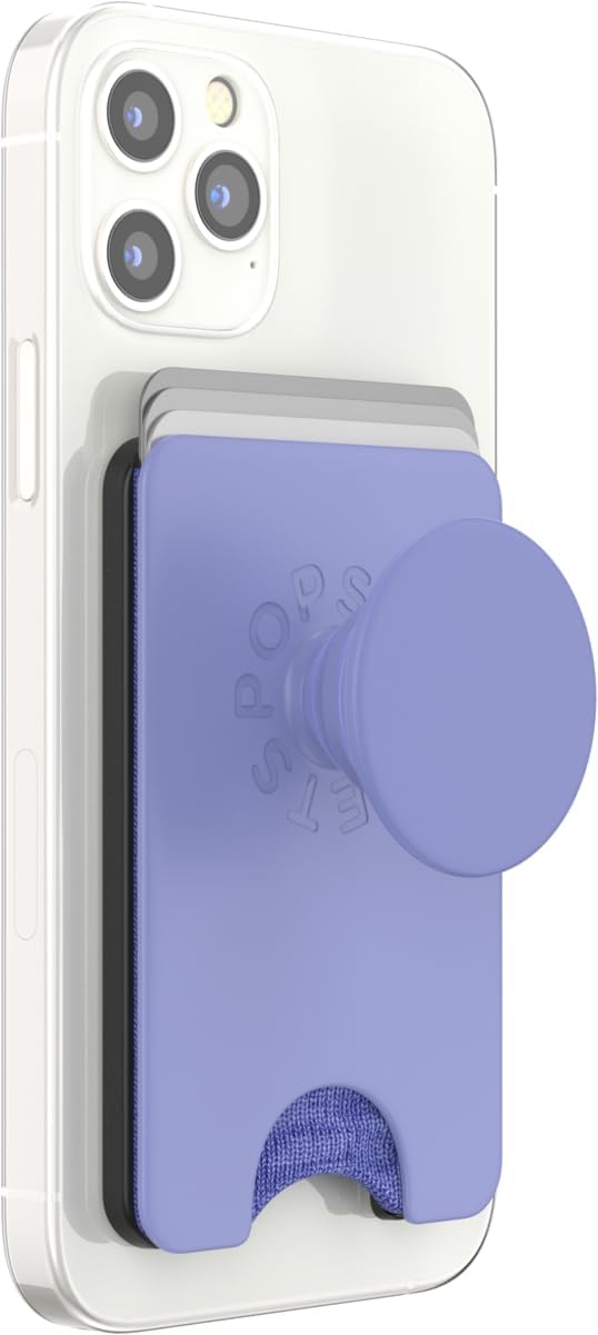 PopSockets Phone Wallet with Expanding Grip and Adapter Ring for MagSafe, Phone Card Holder, Wireless Charging Compatible, Wallet Compatible with MagSafe - Deep Periwinkle