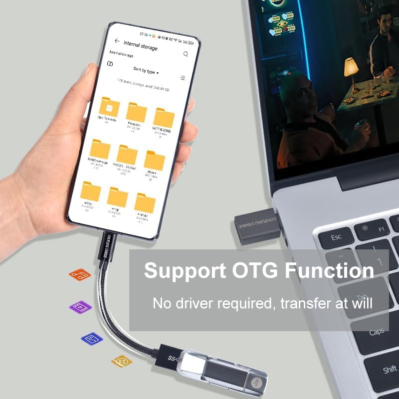 USB C to USB 3.2 Adapter [2pcs Black], Transfer up to 10Gbps, Type C to USB(Male-Female OTG Cable USBC to USB Adapter Compatible with MacBook Pro/Air, iPhone 15 Pro Max Plus