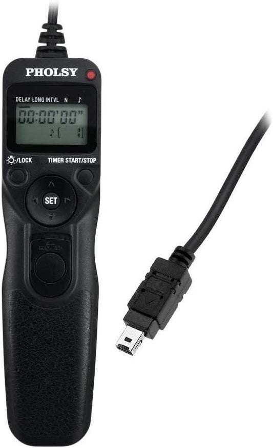 PHOLSY N10 Timer Remote Control Cable with Intervalometer for Nikon Z5, Z7-II, Z6, Z6-II, D750, D780, D7500, D7200, D7000, D5600, D5500, D5300, D3300, D610, D90, P7700, P7800, P950, Replaces MC-DC2