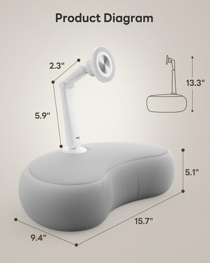 SAIJI Kindle Pillow Stand - Magnetic iPad Stand Compatible with Kindle, Tablet, iPad, iPhone, 360° Tablet Holder for Bed with Ergonomic Pillow and Dual-Jointed Arm, 2 Free Magnetic Sheets (Gray)