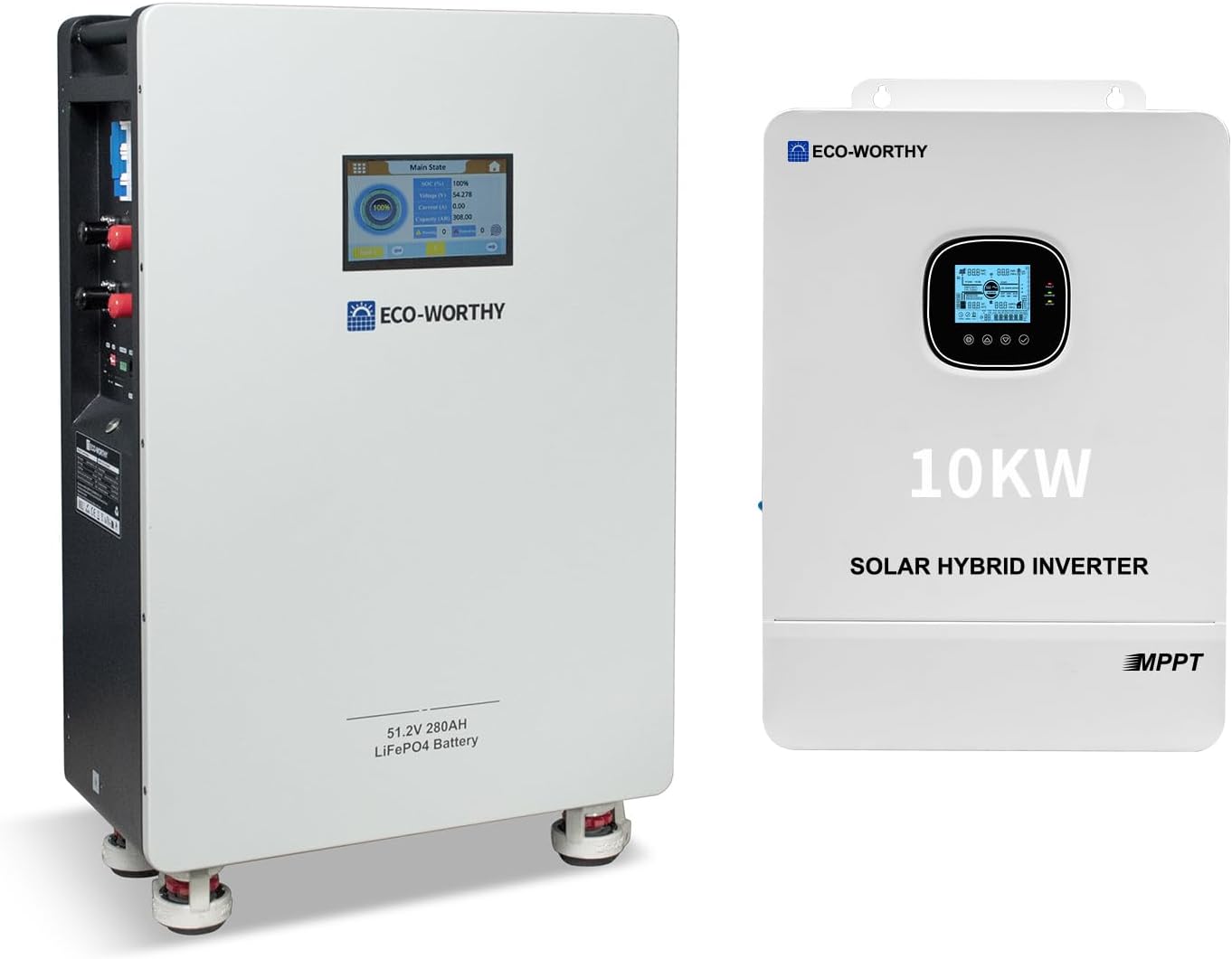 ECO-WORTHY Home Power Station Backup Power,14336Wh LiFePO4 Battery Support Communication,10KW Inverter,for Home Backup,Emergency,Solar System Components