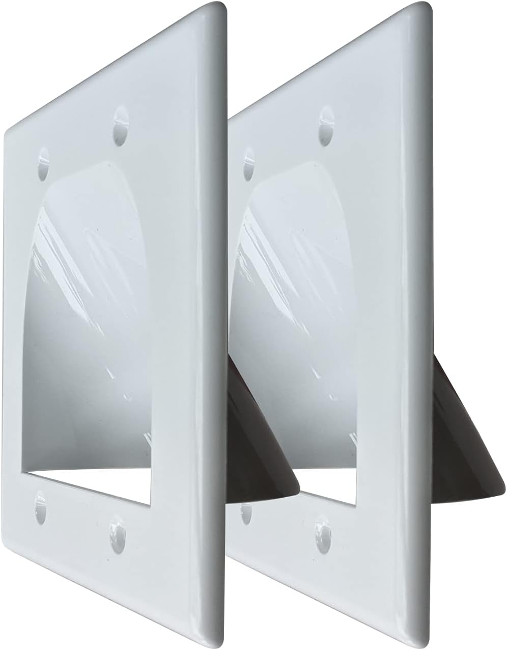 BestMounts - 6 Pack in Wall Cable Management TV Cord Hider for Wall Mounted TV - Recessed Wall Plates Cable Pass Through - Dual Gang Behind Wall Cable Management up to 8-10 Low Voltage Cords (White)