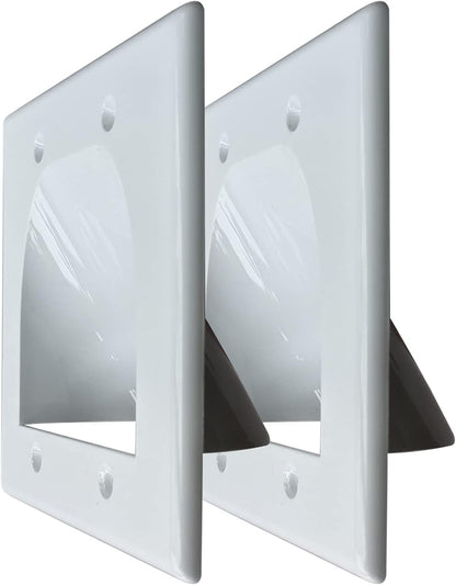 BestMounts - 6 Pack in Wall Cable Management TV Cord Hider for Wall Mounted TV - Recessed Wall Plates Cable Pass Through - Dual Gang Behind Wall Cable Management up to 8-10 Low Voltage Cords (White)