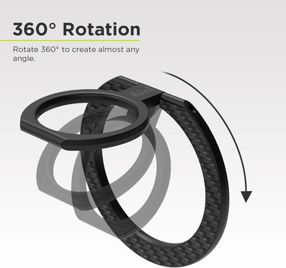PureGear Magnetic Phone Grip Ring Stand, Magnetic Phone Ring Holder for MagSafe iPhone 16, 16 Pro, 16 Plus, 16 Pro Max, 15, 15 Plus, 14, 14 Pro, 14 Pro Max, 13, 12, Adjustable Kickstand(Carbon Fiber)