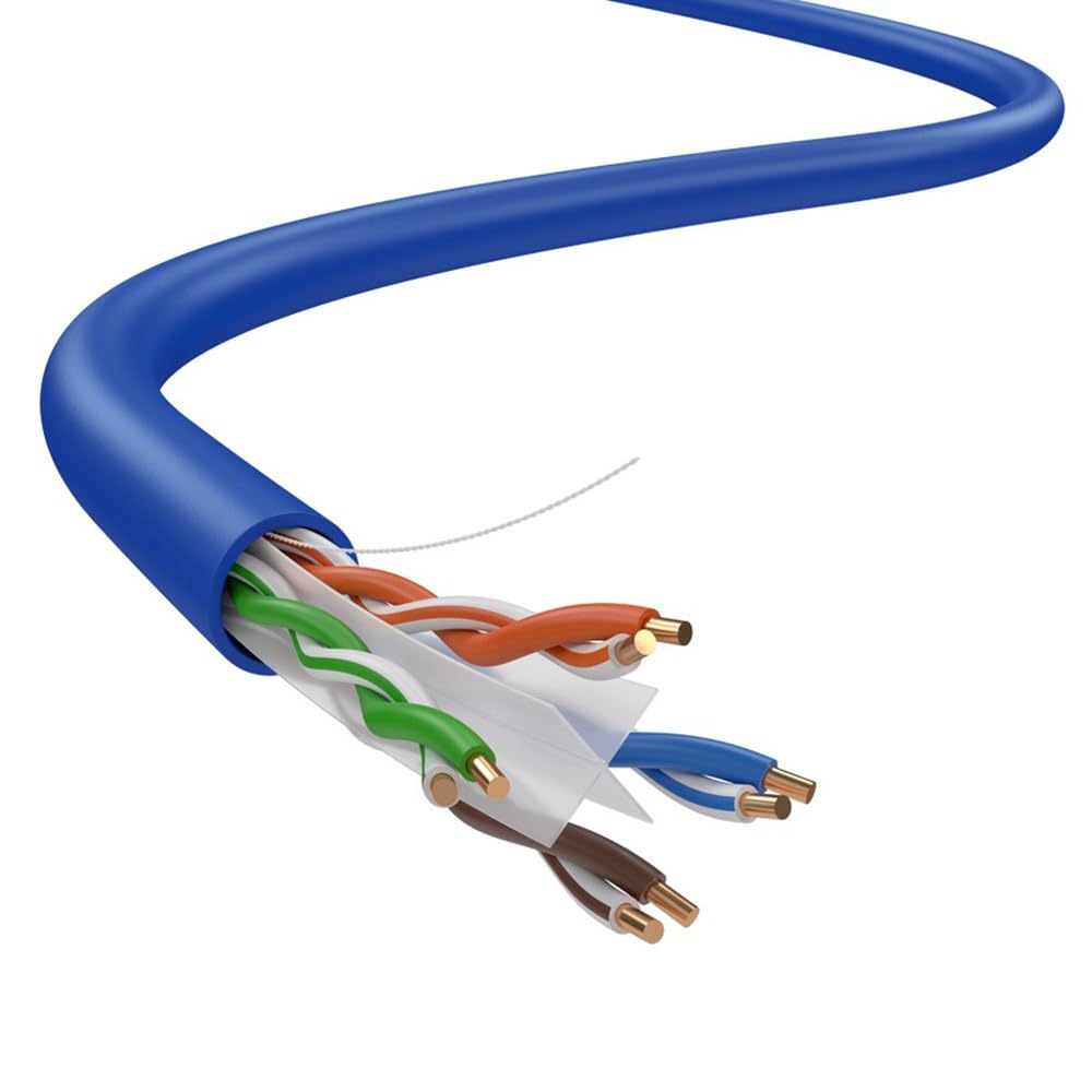 DRIPSTONE CAT6 Ethernet Cable 1000ft Bulk Network LAN Wire 23AWG Solid CCA UTP 550MHz High-Speed Internet Cable Streaming, Office, Home Use, Pull Box, CAT 6 Bulk, Stable Connectivity - Dark Blue