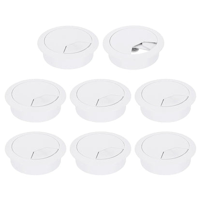 uxcell 8 Pcs 53mm (2.09 Inch) Desk Grommet, Plastic Cable Hole Cover, Wire Cord Cable Organizer for Home Office Computer Desk Cabinet, White