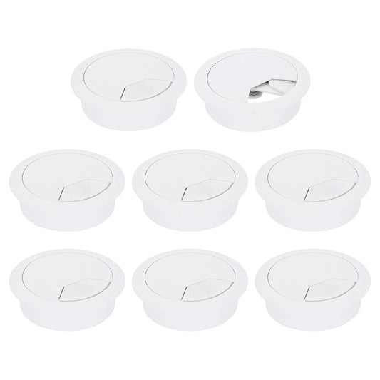uxcell 8 Pcs 53mm (2.09 Inch) Desk Grommet, Plastic Cable Hole Cover, Wire Cord Cable Organizer for Home Office Computer Desk Cabinet, White