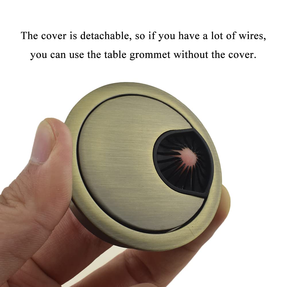 HAHIYO 2Pcs 2Inch/50mm Bronze Zinc Alloy Desk Grommet Wire Grommet Cable Management Cord Hole Cover Desk Wire Hole Insert Wire Organizer for Computer Office Home School Equipment Systems