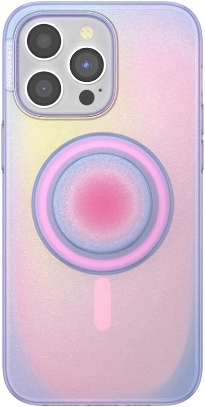 PopSockets iPhone 15 Pro Max Case with Round Phone Grip Compatible with MagSafe, Phone Case for iPhone 15 Pro Max, Wireless Charging Compatible, Cute Aura