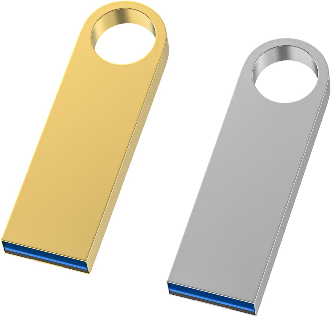 USB 3.0 Flash Drive 32GB 2 Pack, Wooolken High Speed USB 3.0 Thumb Drives Sleek Metal Flash Drives with Keychains, Memory Stick, USB Drive for PC/Computers/Mac/Laptops