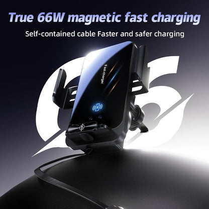 Magnetic Phone Holder Car Wireless Charger, 66W Fast Charging Phone Mount 360 Adjustable Rotatable Auto-Clamping Car Vent for Mount - Dashboard Phone Holder for iPhone/Android/Samsung (Black)