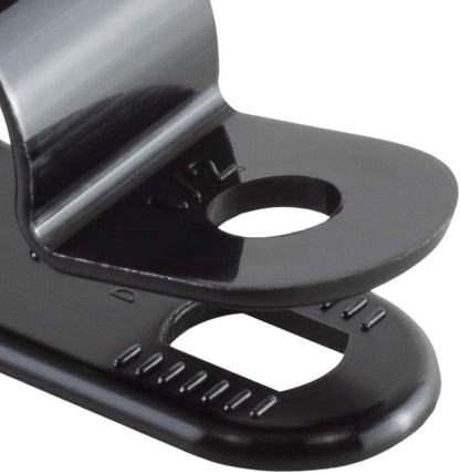 GTSE Black Nylon Plastic Cable Clamps, 1/2" Screw Mounts for Cable, Rope, Tube Management, 100 Pack
