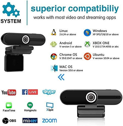 4K Webcam, HD Webcam 8MP- Laptop PC Desktop Computer Web Camera with Microphone, USB Webcams for Video Calling Recording Streaming Video Conference, Webcam with Mini Tripod,Privacy Shutter.