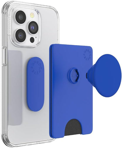 PopSockets Phone Wallet with Expanding Kickstand, Phone Card Holder - Cobalt