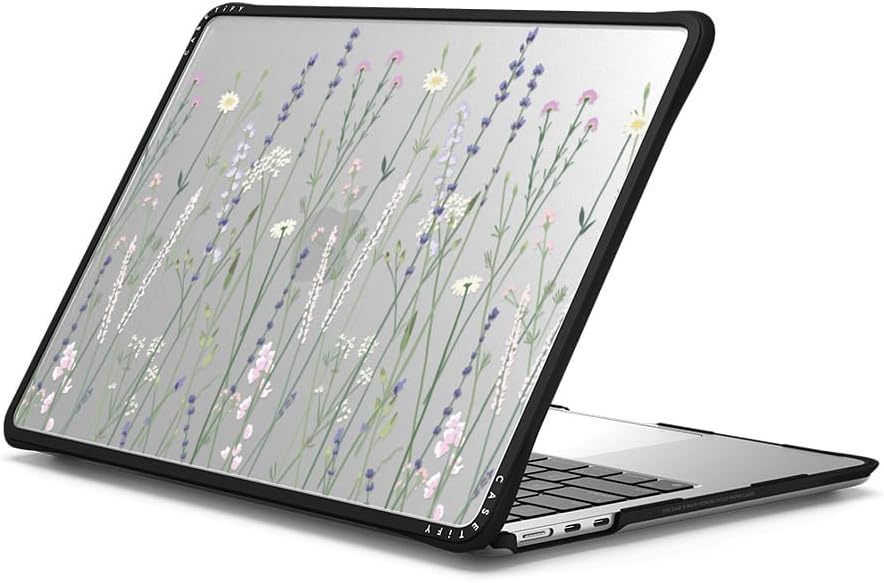 CASETiFY Impact MacBook Air 13.6" (M2-M4) Case [Cushioned Impact Corners/Scratch-Resistant/Anti-Slip Grip] - Gigi Garden Florals - Clear Black