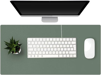 KINGFOM Desk Pad Office Desktop Protecter, PU Leather Desk Mat Blotters Organizer with Comfortable Writing Surface (47.2" x 23.6", Green)