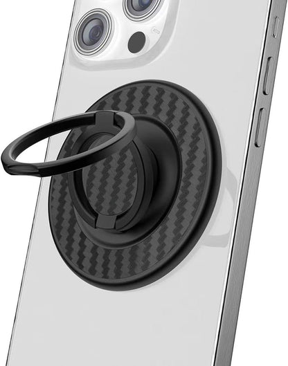 Magnetic Phone Grip Compatible with MagSafe, Magnetic Phone Ring Holder Finger Kickstand Wireless Charging Compatible, Double Cell Phone Rings Gripper Stand for MagSafe iPhone - Black Weave