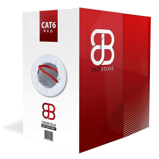 Dripstone CAT6 Ethernet Cable 1000ft Bulk Network LAN Wire 23AWG Solid UTP 550MHz High-Speed Internet Cable Gaming, Streaming, Office, Home Use, Pull Box, Cat6 Bulk, Stable Connectivity - Red