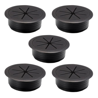 5 Pcs Desk Grommet 2" / 50 mm, Desk Hole Cover for Cables Black, Cable Grommet ABS Plastic, Desk Hole Grommet for Home & Office Pc, Detachable Cable Cord Organizer