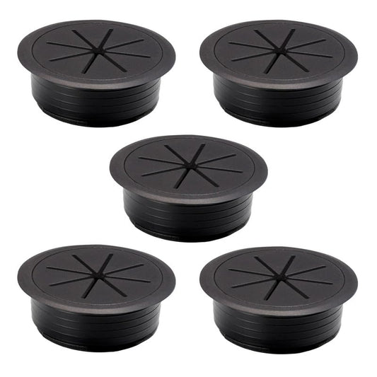 5 Pcs Desk Grommet 2" / 50 mm, Desk Hole Cover for Cables Black, Cable Grommet ABS Plastic, Desk Hole Grommet for Home & Office Pc, Detachable Cable Cord Organizer