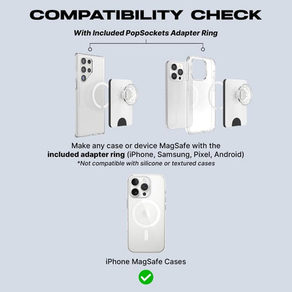 PopSockets Phone Wallet with Expanding Grip and Adapter Ring for MagSafe, Phone Card Holder, Wireless Charging Compatible, Wallet Compatible with MagSafe, Cute PopSockets - Latte