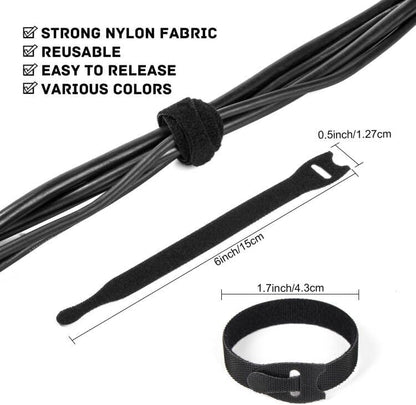 OneLeaf 120PCS Cord Organizer 6in Cable Ties Reusable with Hook and Loop, Colorful Fastening Cord Ties Wire Management for Home, Office, Data Centers, and Electronics, 5 colors