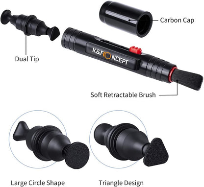 K&F CONCEPT Professional Lens Cleaning Kit for DSLR & Mirrorless Cameras with APS-C/Full-Frame Sensor Cleaning Swabs/Lens Cleaner/Gloves/Camera Blower/Lens Pen Brush/Microfiber Cloths/Carrying Case