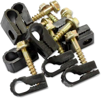STEREN Coaxial Cable Clips - Cable Holder - Siding Clips for Hanging - Cord Holder for Desk - Cable Clamps - Cord Clip - Wire Organizer Clips - Tv Mount Screws (Black, 200 Count - Single Screw)