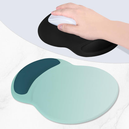 ITNRSIIET Ergonomic Mouse Pad with Comfort Gel Wrist Rest, Non-Slip PU Base, Smooth Textured Surface, Reduces Hand Fatigue & Wrist Pain, 8.7 x 7.2 Inch for Office Gaming Home, Light Green to White