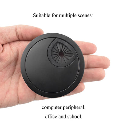 HAHIYO 2Pcs 2.4Inch/60mm Black Zinc Alloy Desk Grommet Wire Grommet Cable Management Cord Hole Cover Desk Wire Hole Insert Wire Organizer for Computer Office Home School Equipment Systems