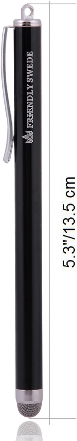 The Friendly Swede Stylus Pen for Touchscreen — 3-Pack 5.5" High Precision Stylus Pen with Replaceable Thin Tips, Elastic Lanyards & Screen Cleaning Cloth - Red/Black/Silver