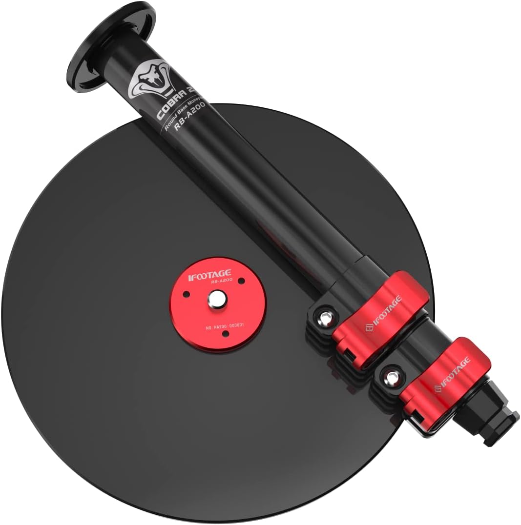IFOOTAGE Cobra RB-A200,Round Base Monopod,Professional Camera Aluminium Monopod with Quick Adjustment Height Buckle,Compatibility DSLR Cameras Camcorders(22.05Inc)
