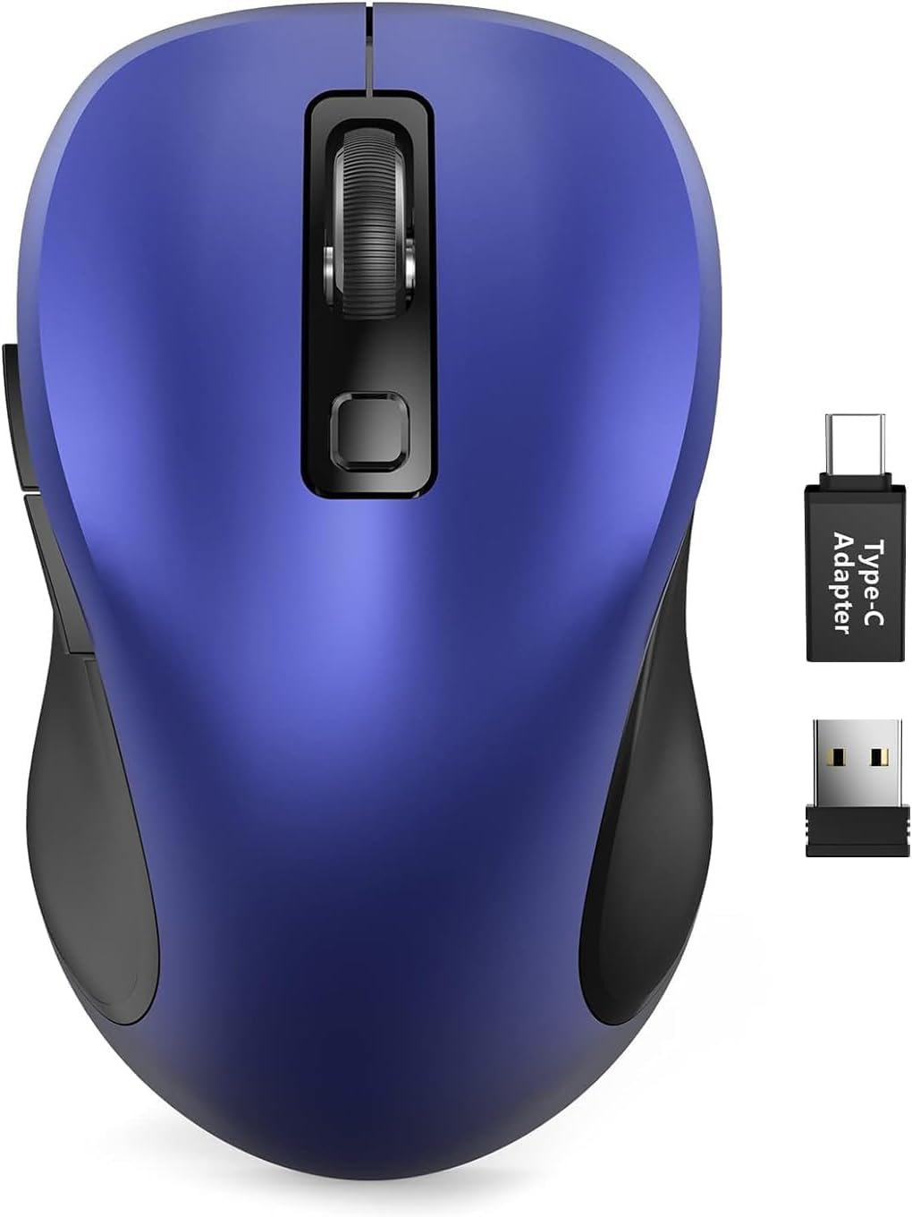 Trueque Wireless Mouse for Laptop, 2.4GHz Ergonomic Computer Mouse with Back & Forward Buttons, 3 Adjustable DPI Levels, 6 Buttons, Optical USB Cordless Mice for Windows MacBook PC (Deep Blue)
