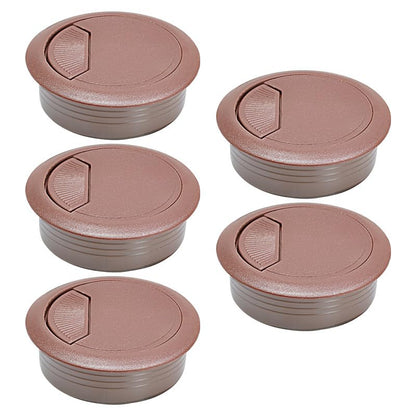 5 Pcs Desk Grommet 2" / 50 mm, Desk Cord Hole Cover, Cable Grommet ABS Plastic, Desk Hole Grommet for Home & Office Pc, Detachable Adjustable Cable Cord Organizer-Reddish Brown
