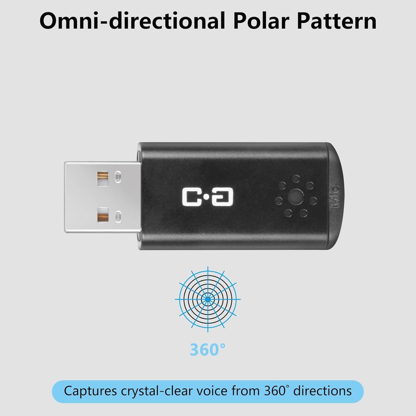 USB Microphone for Laptop and Desktop Computer, High Sensitivity for Clear Call, Plug-and-Play, High Gain, Cordless Mini-Sized Portable, Ideal for Work & Study