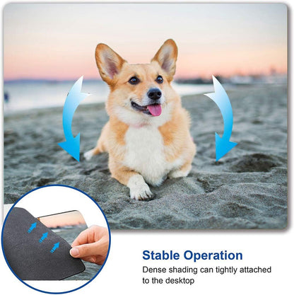 Corgi on The Beach Gaming Mouse Mat, Square Waterproof Non-Slip Rubber Base Mouse Pad for Office, Home, Laptop, Travel, 9.5"x7.9"x0.12" Inch