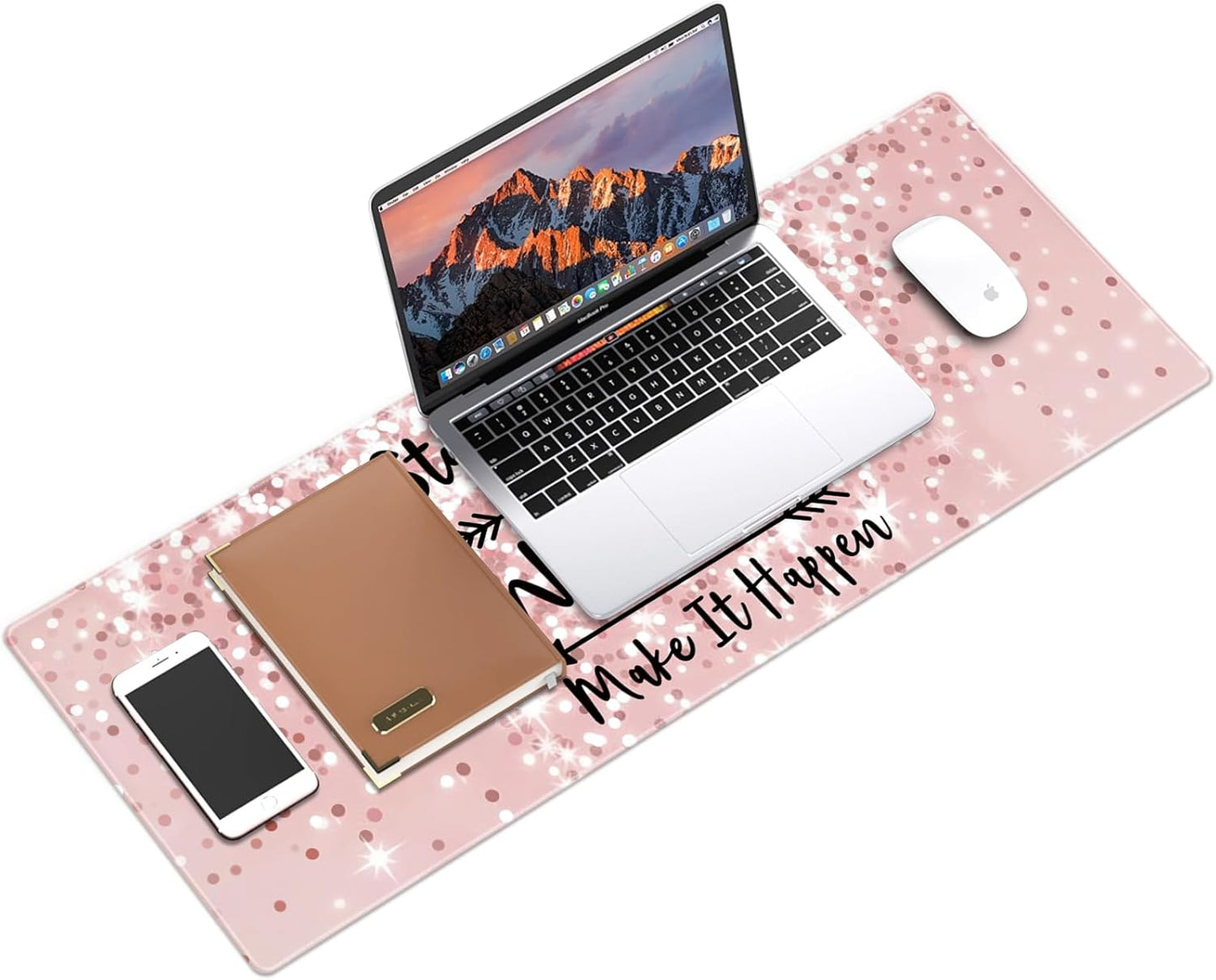 Galdas Gaming Mouse Pad XXL XL Large Long Extended Big Mousepad Non-Slip Rubber Keyboard Mouse Pad with Stitched Edges for Laptop Home Office (31.5x11.8x0.08 Inch) … (Bling Words)