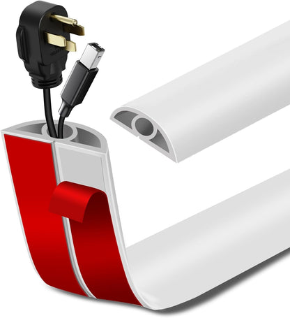 Floor Cord Cover Self Adhesive Cord Hider Floor Extension Cord Covers for Floor Power Cord Protector Cable Management Prevent Cable Trips Cable Cavity 0.32" W x 0.32" H (White, 20Ft)
