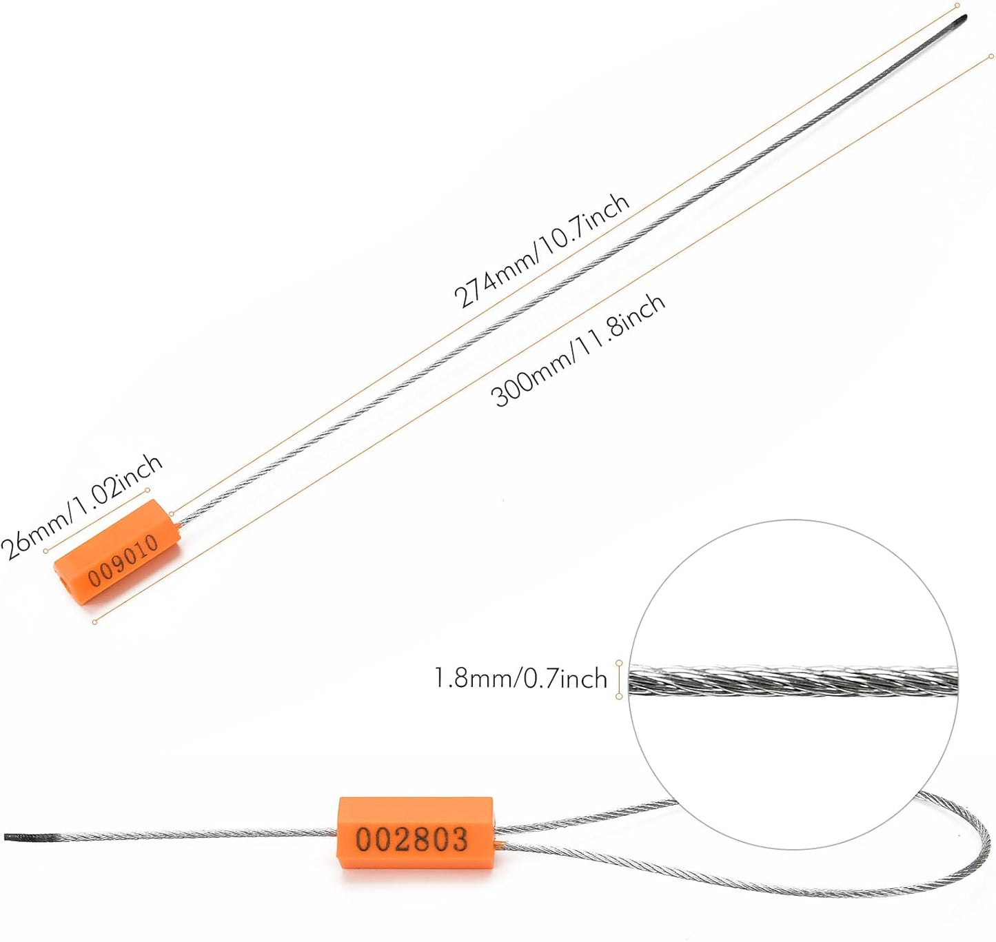100PCS Steel Cable Seals Metal Security Seal Numbered Metal Truck Trailer Seals Security Tags Tamper Evident Tags Container Seals Pull Tight Steel Wire Seals