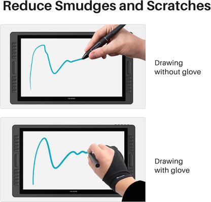 HUION Palm Rejection Artist Glove Two-Finger Glove for Graphic Drawing Tablet iPad Monitor Painting, Paper Sketching, Good for Left and Right Hand