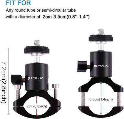 PULUZ Camera Handlebar Mount for Gopro Bike Motorcycle Mount, Aluminum Bicycle Camera Adapter Mount Holder for GoPro Hero 12/11/10/9/8/7 All Model/DJI OSMO Action Camera Accessories