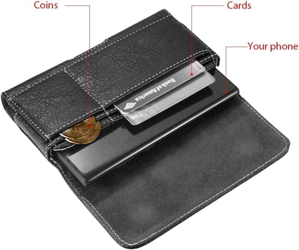 GW USA Holster for iPhone 17 16, 16 17 Pro 16e 15 15 Pro 14,14 Pro,13 Pro,13,12 Pro,12, Galaxy S25 S24 S23 Cell Phone Case Belt Clip Credit Card Holder Pouch (Fits Otterbox Commuter Case on) Black