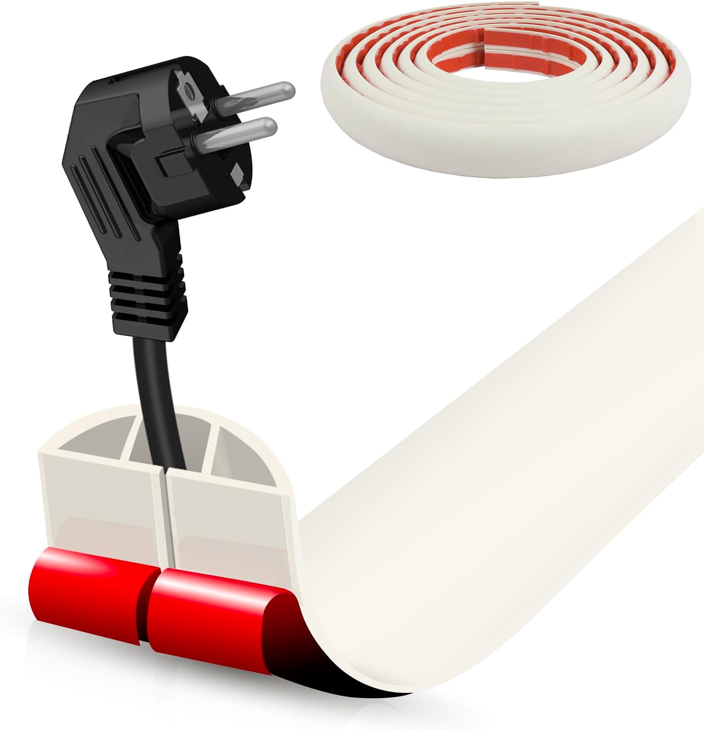 Floor Cord Cover Cable Cavity Self Adhesive Cord Hider Floor 10FT Floor Cable Management Power Cord Protector Floor Electric Cord Covers for Offices, Gym, Exhibitions (Beige, 1.18" x 10')