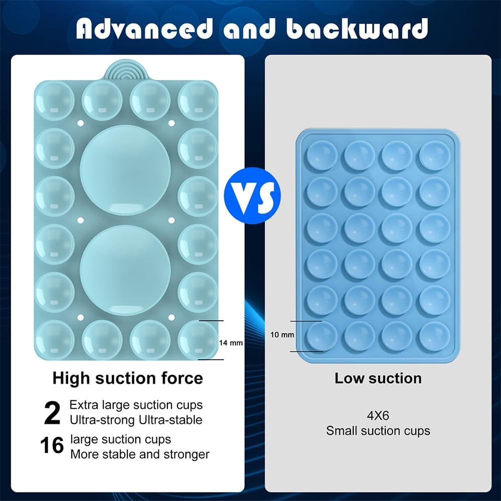 Silicone Suction Phone Holder Mount,Silicon Adhesive Phone Accessory for iPhone and Android, Hands-Free Mirror Shower Phone Holder,TikTok Videos and Selfies (Sky Blue 2Pack, Double Sided)