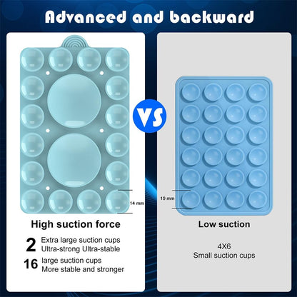 Silicone Suction Phone Holder Mount,Silicon Adhesive Phone Accessory for iPhone and Android, Hands-Free Mirror Shower Phone Holder,TikTok Videos and Selfies (Sky Blue 2Pack, Double Sided)