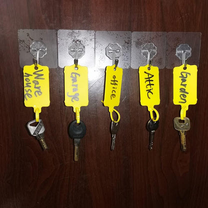 100pcs Reusable Blank Plastic Tags Ties Key Tags 1.45"*2.48" Serrated Tension Sealing Strap with Large Label Plastic Tie Mark Label Waterproof Hang Sign Write on Tag (Yellow, 100pcs)